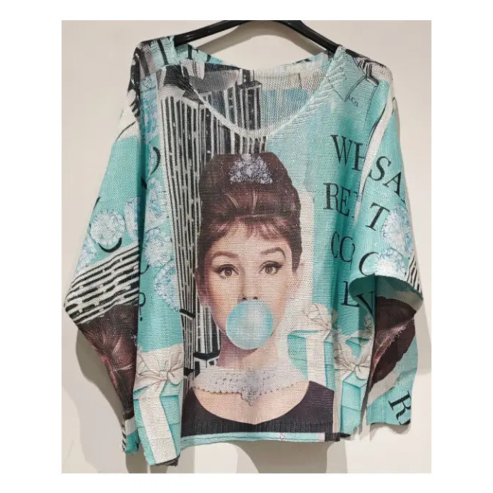 L44 Loowie Blue Bubble Gum Printed Sweater One Size